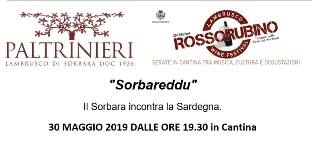 “Sorbareddu” Il Sorbara incontra la Sardegna 30 maggio 2019 dalle ore 19.30 in Cantina
